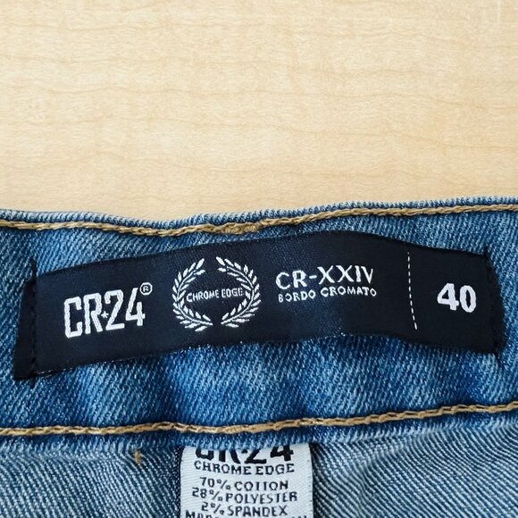 CR24 Chrome Edge Men Denim Jean 40x30 Distressed Splatter Paint Stretch Straight - Picture 6 of 11